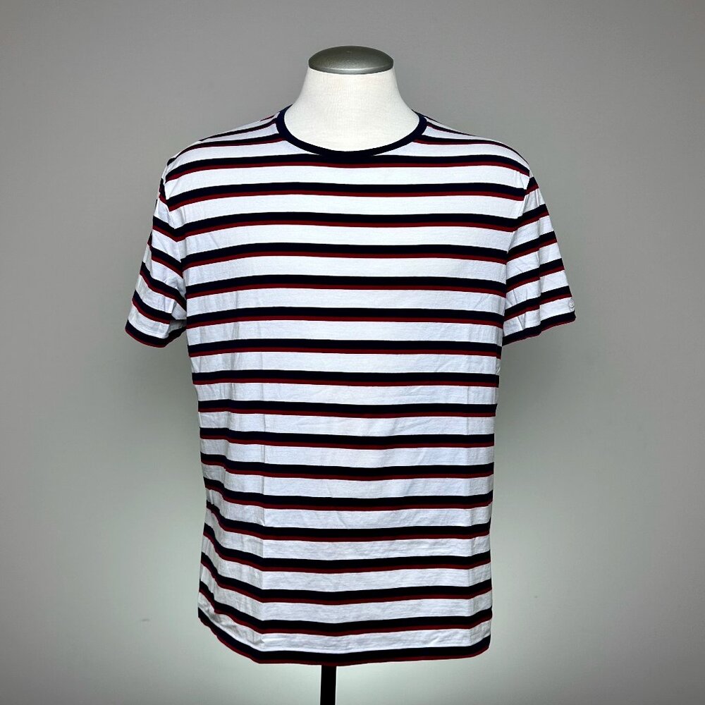 Ralph Lauren Purple Label Striped T-Shirt XL White Navy Red Cotton